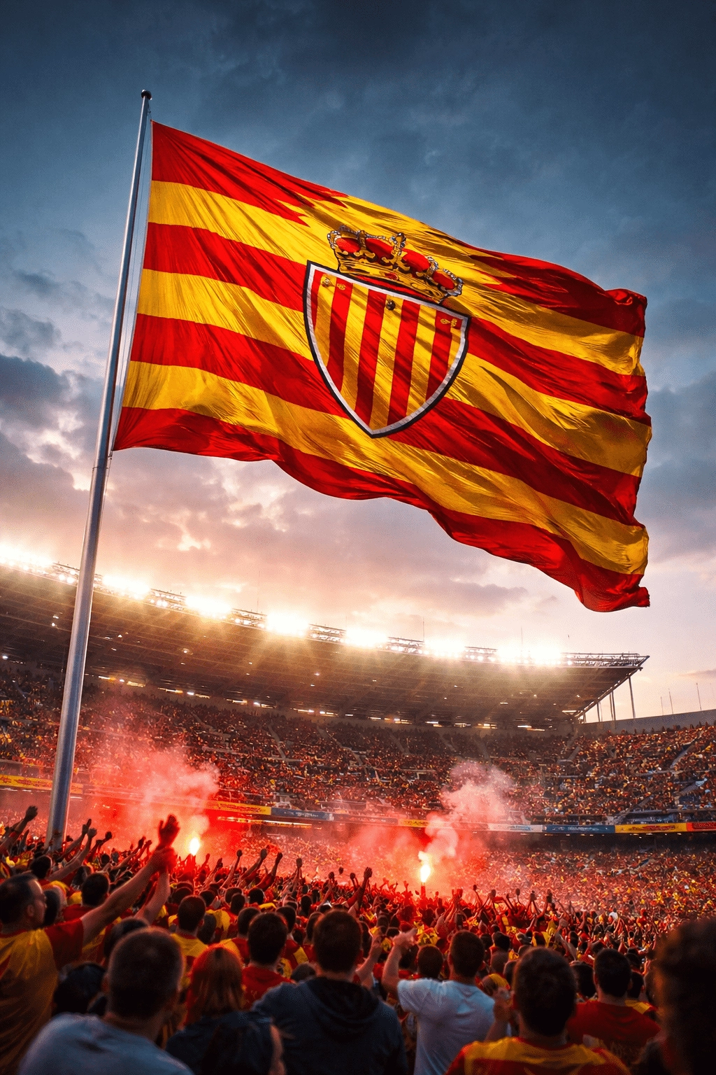 Banderas de mástil institucionales para estadio y club con acabado resistente UV